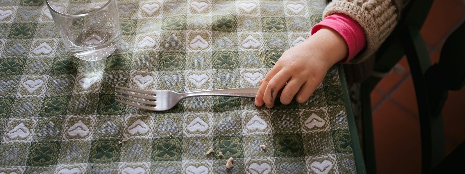 person holding stainless steel fork